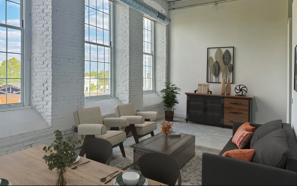 Room with lounge seating and ample windows