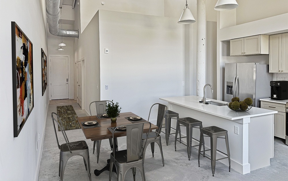  1L - 1 bedroom floorplan layout with 1 bathroom and 774 - 797 square feet (Dining, 2D)