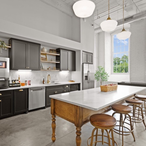 Take advantage of all The Lofts at King Mill has to offer resident kitchen area
